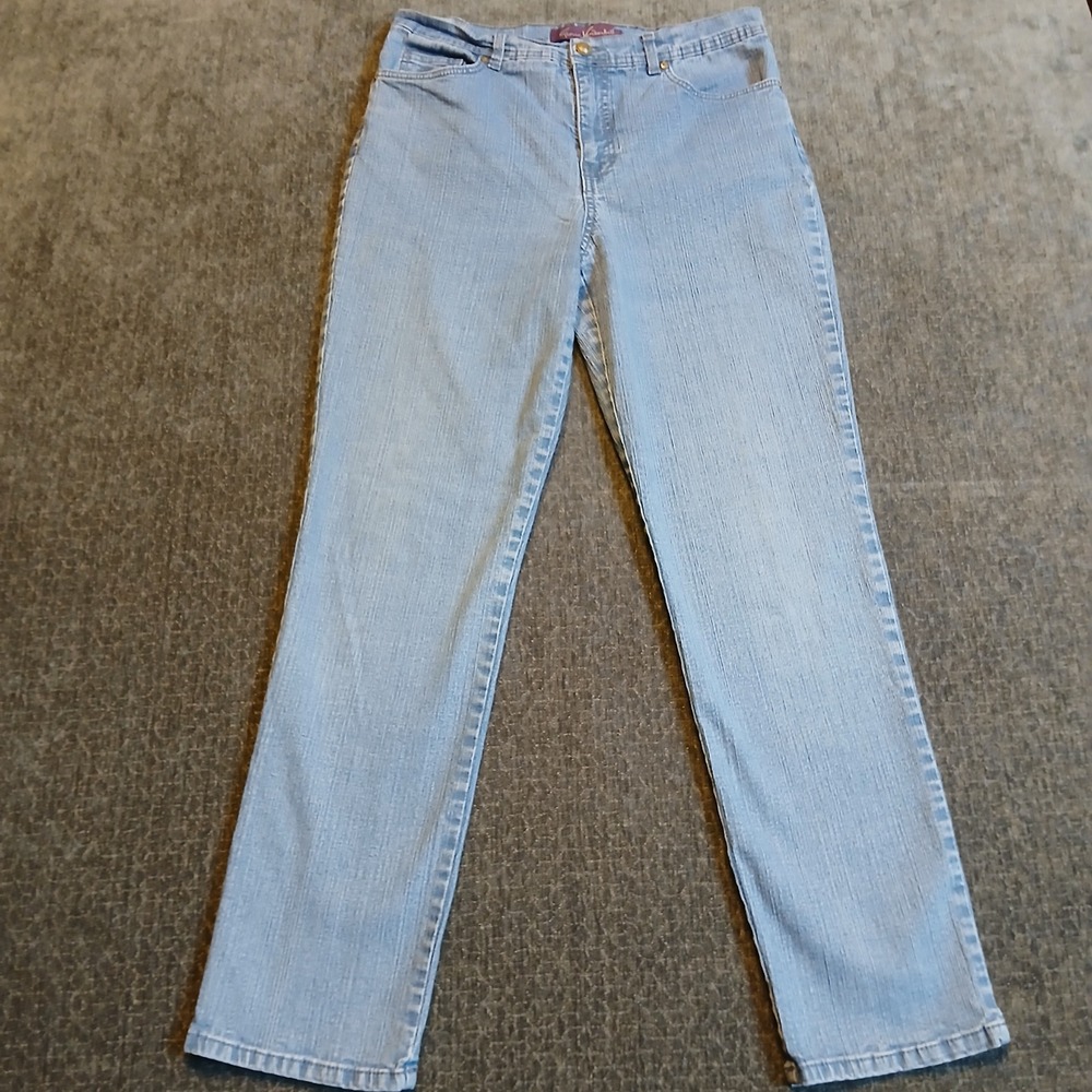 Gloria Vanderbilt Amanda High Rise Straight Leg Jeans Light Wash Blue Size 12